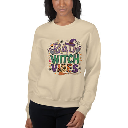 Bad Witch Vibes Sweatshirt (Halloween Witch) Color: Sand