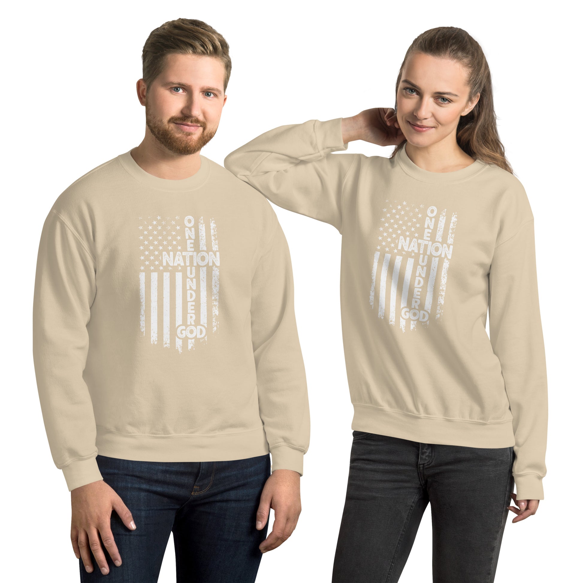 One Nation Under God Sweatshirt - Color: Sand