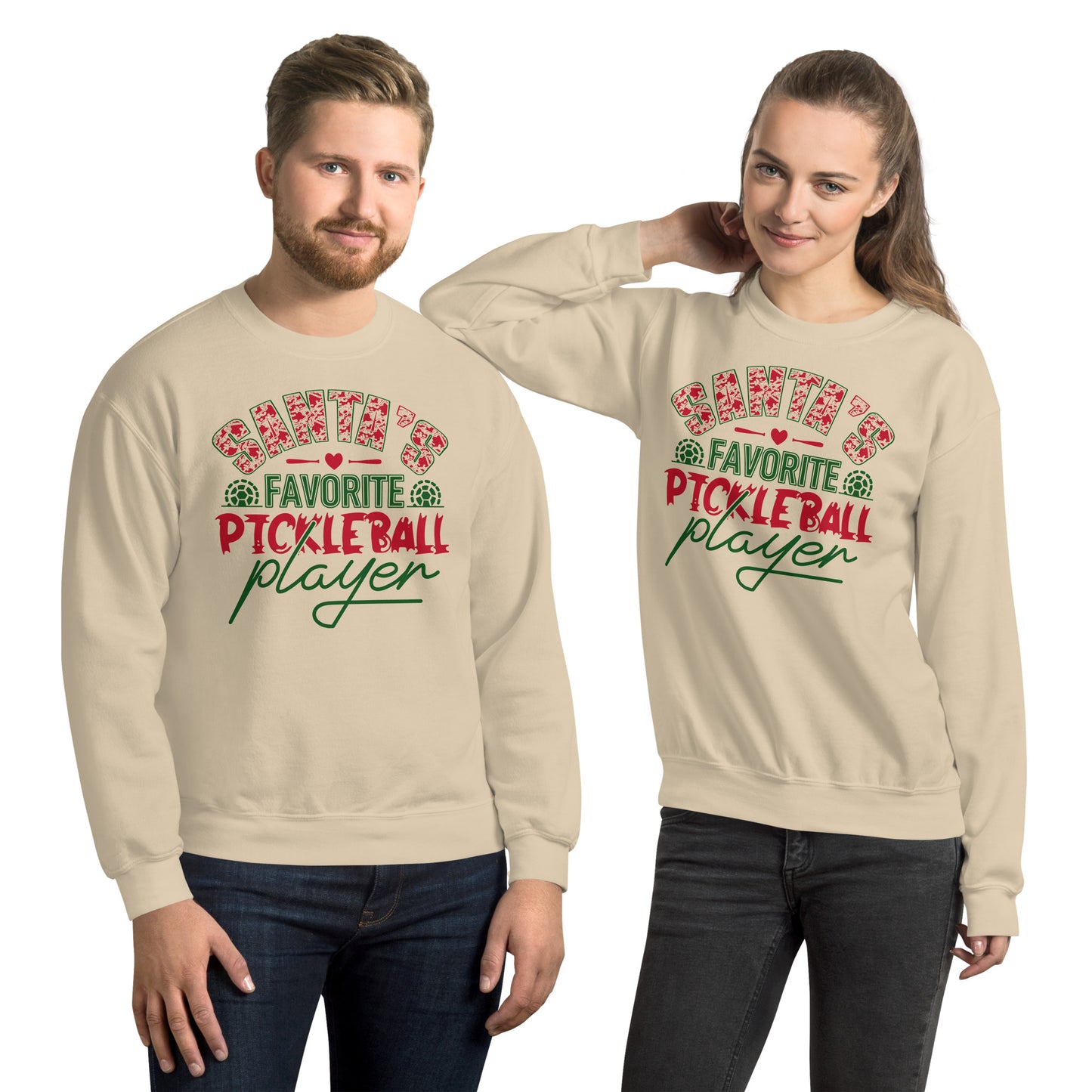 Santa's Favorite Pickleball Player Sweatshirt - Color: Sand