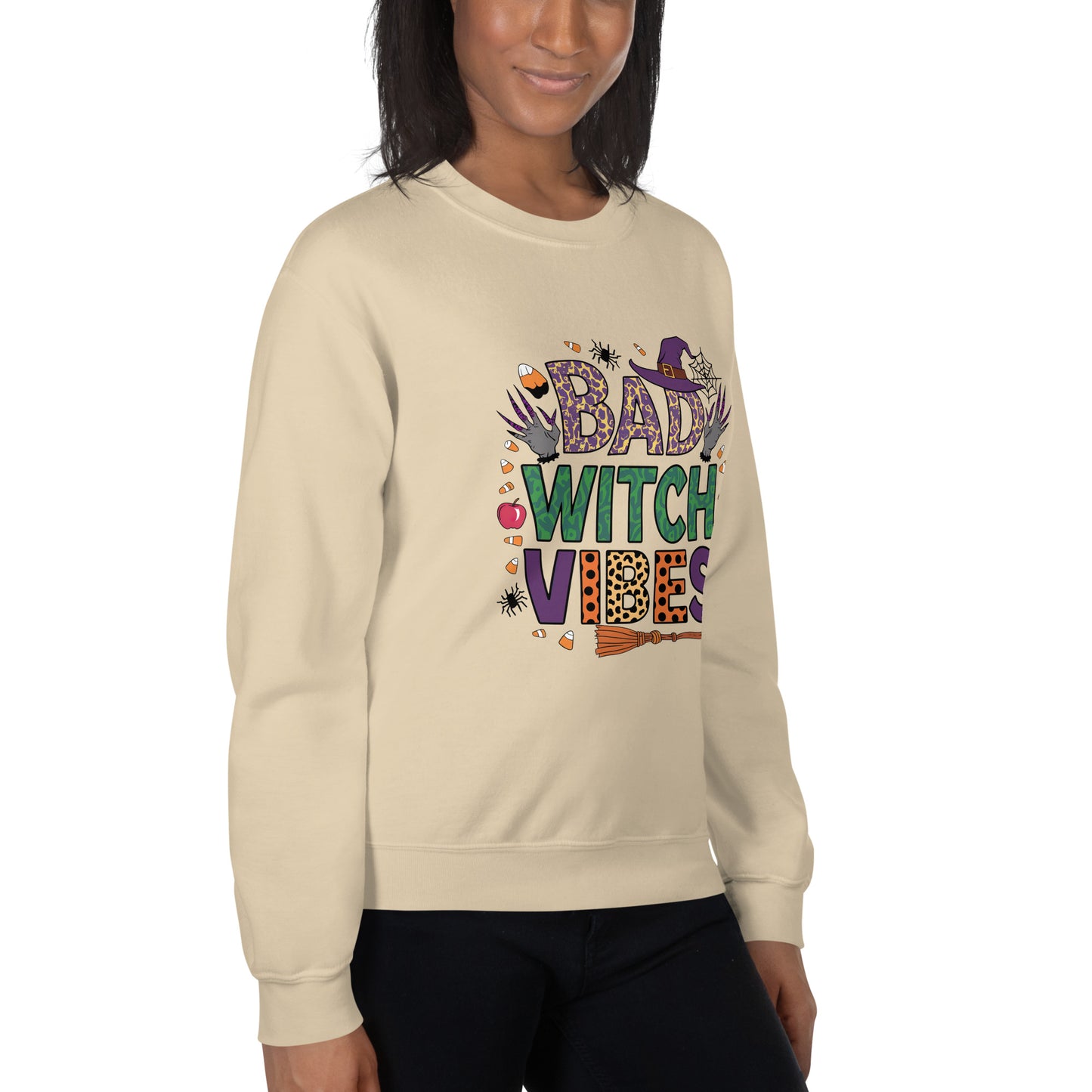 Bad Witch Vibes Sweatshirt (Halloween Witch) Color: Black