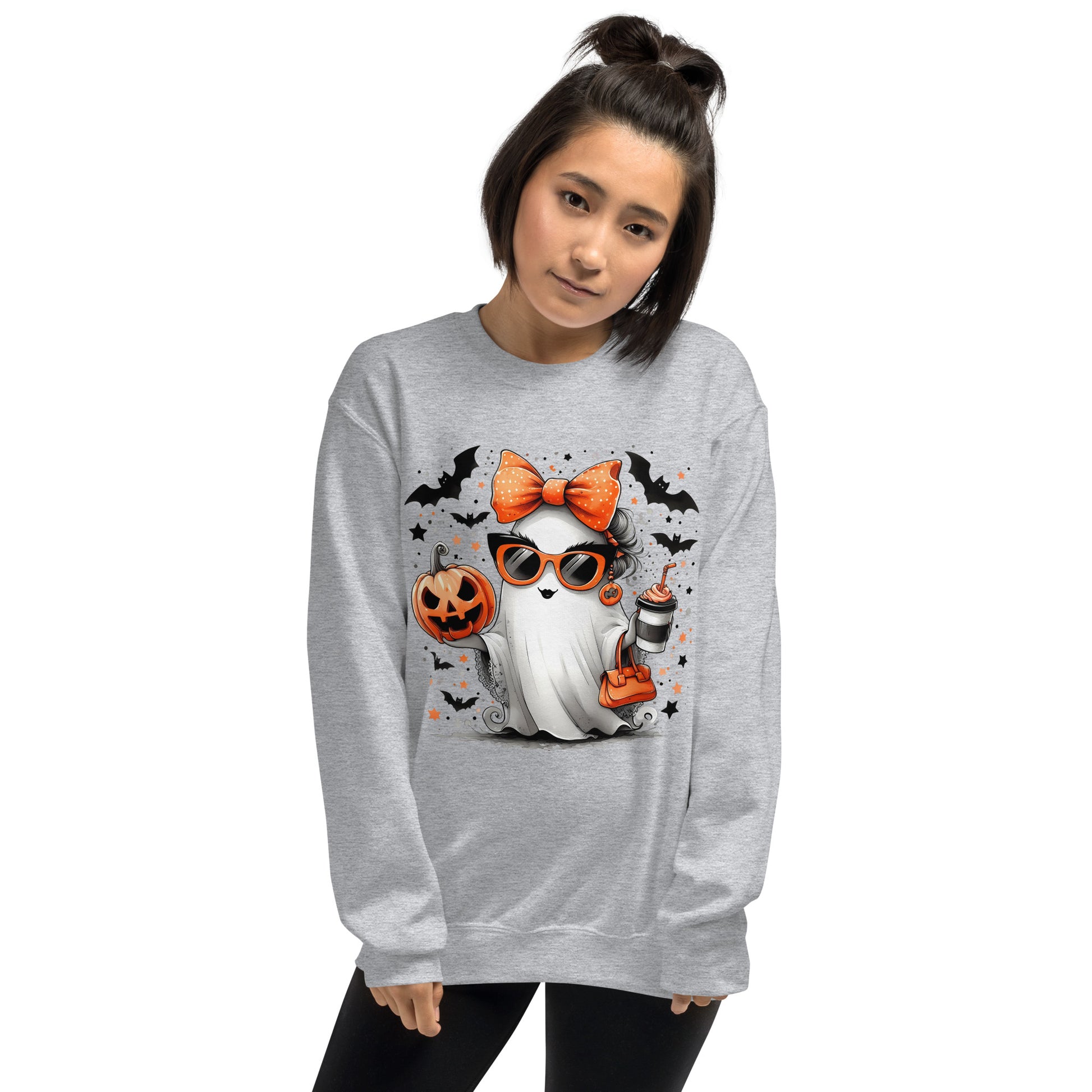 Cute Halloween Mom Ghost Sweatshirt Color: Red