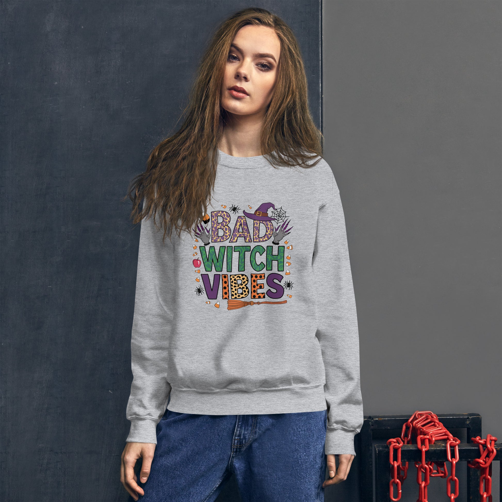 Bad Witch Vibes Sweatshirt (Halloween Witch) Color: Black