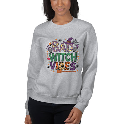 Bad Witch Vibes Sweatshirt (Halloween Witch) Color: Sport Grey