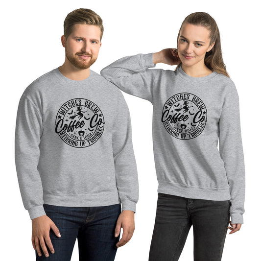 Witches Brew Coffee Co Stirring Up Trouble (Halloween) Sweatshirt - Color: Sport Grey