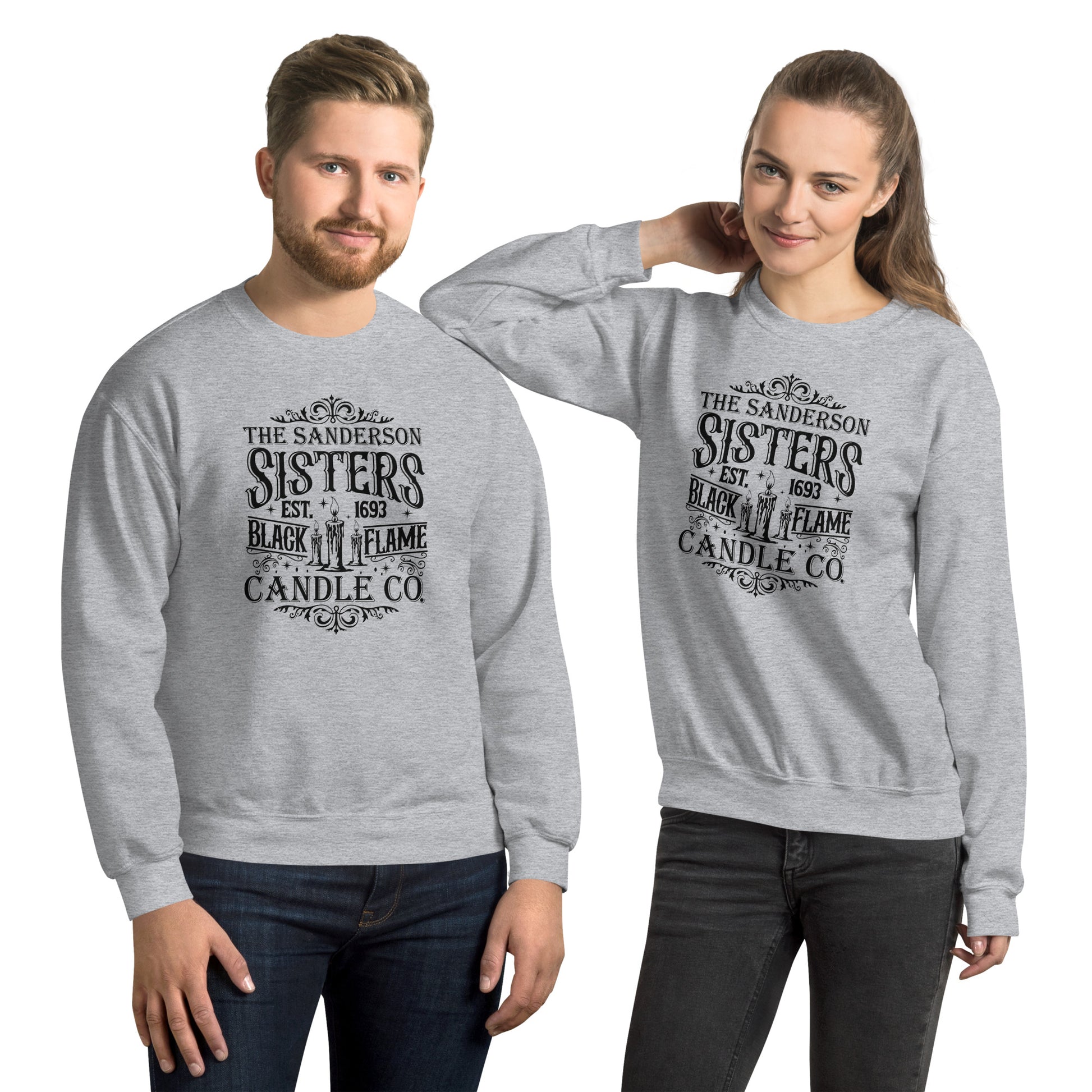 The Sanderson Sisters Black Flame Candle Co (Halloween) Sweatshirt Color: Sport Grey