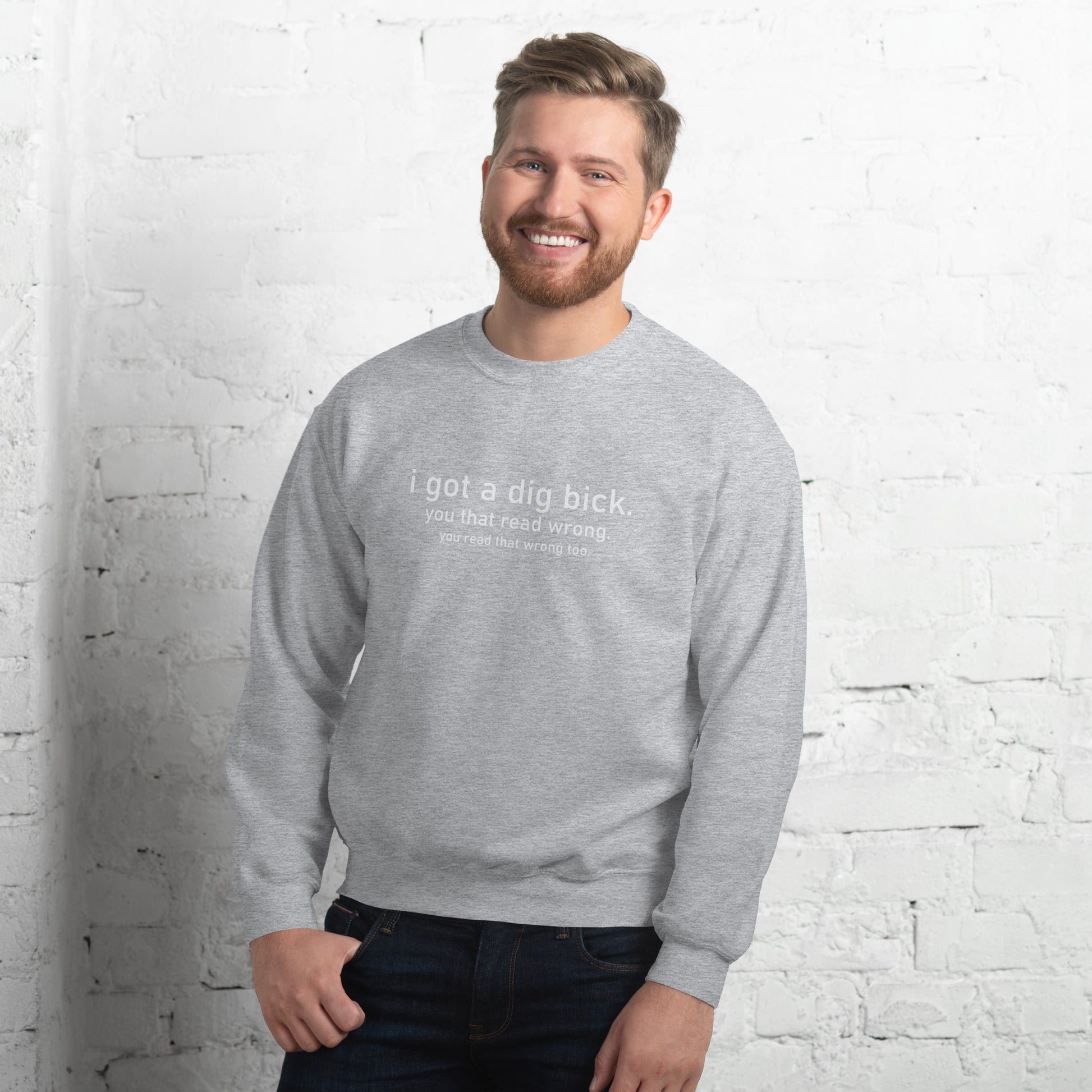 I Got a Dig Bick (You That Read Wrong) Sweatshirt Color: Sport Grey