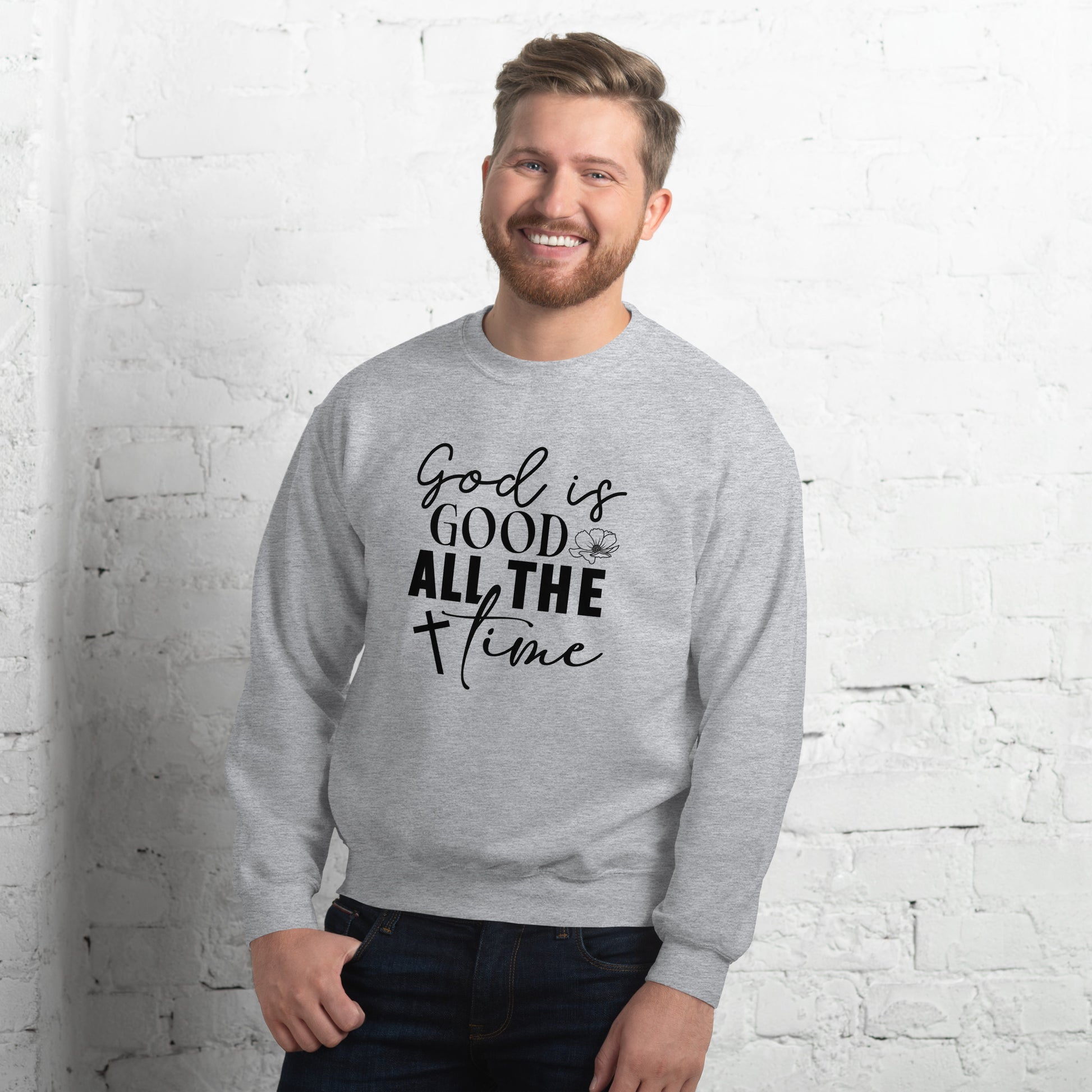 God is Good All The Time Sweatshirt - Color: Red - Sweatshirt Gildan 18000