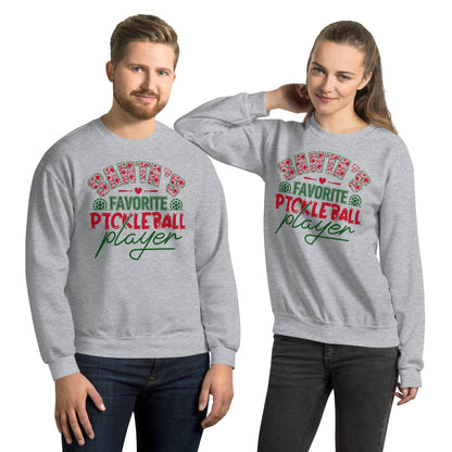 Santa's Favorite Pickleball Player Sweatshirt - Color: Sport Grey