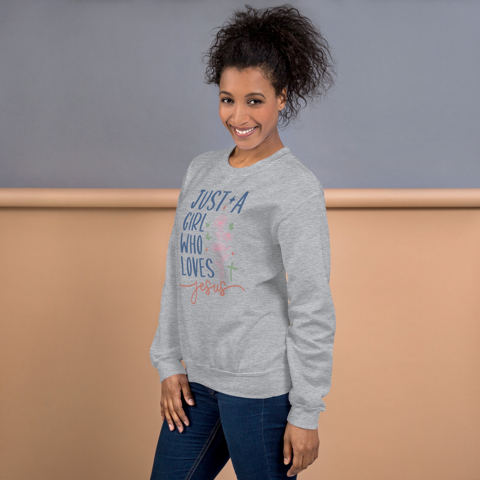 Just A Girl Who Loves Jesus Sweatshirt - Color: Black