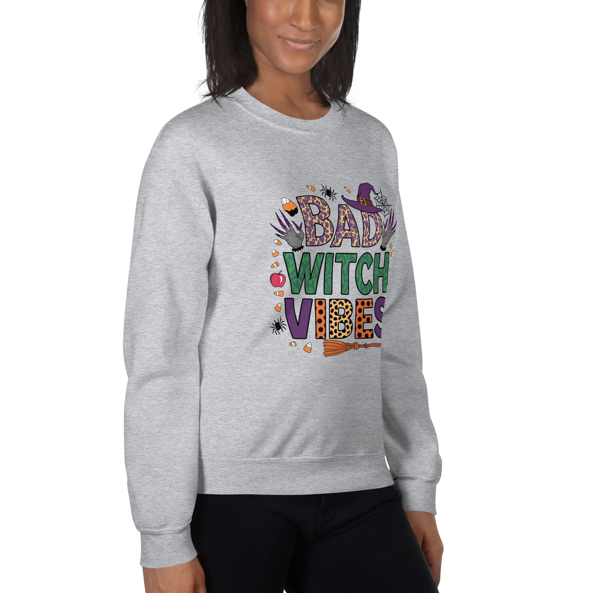 Bad Witch Vibes Sweatshirt (Halloween Witch) Color: Black