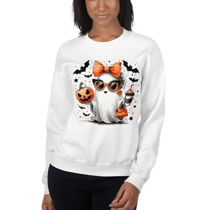 Cute Halloween Mom Ghost Sweatshirt Color: White