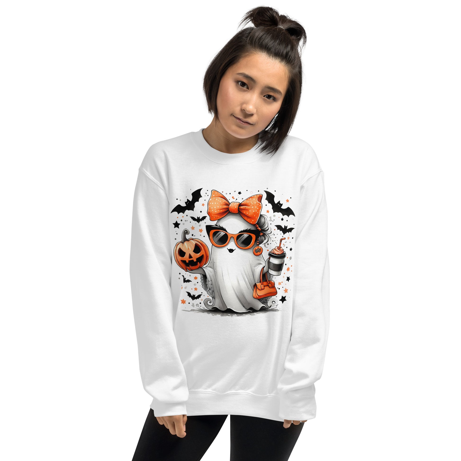 Cute Halloween Mom Ghost Sweatshirt Color: Red