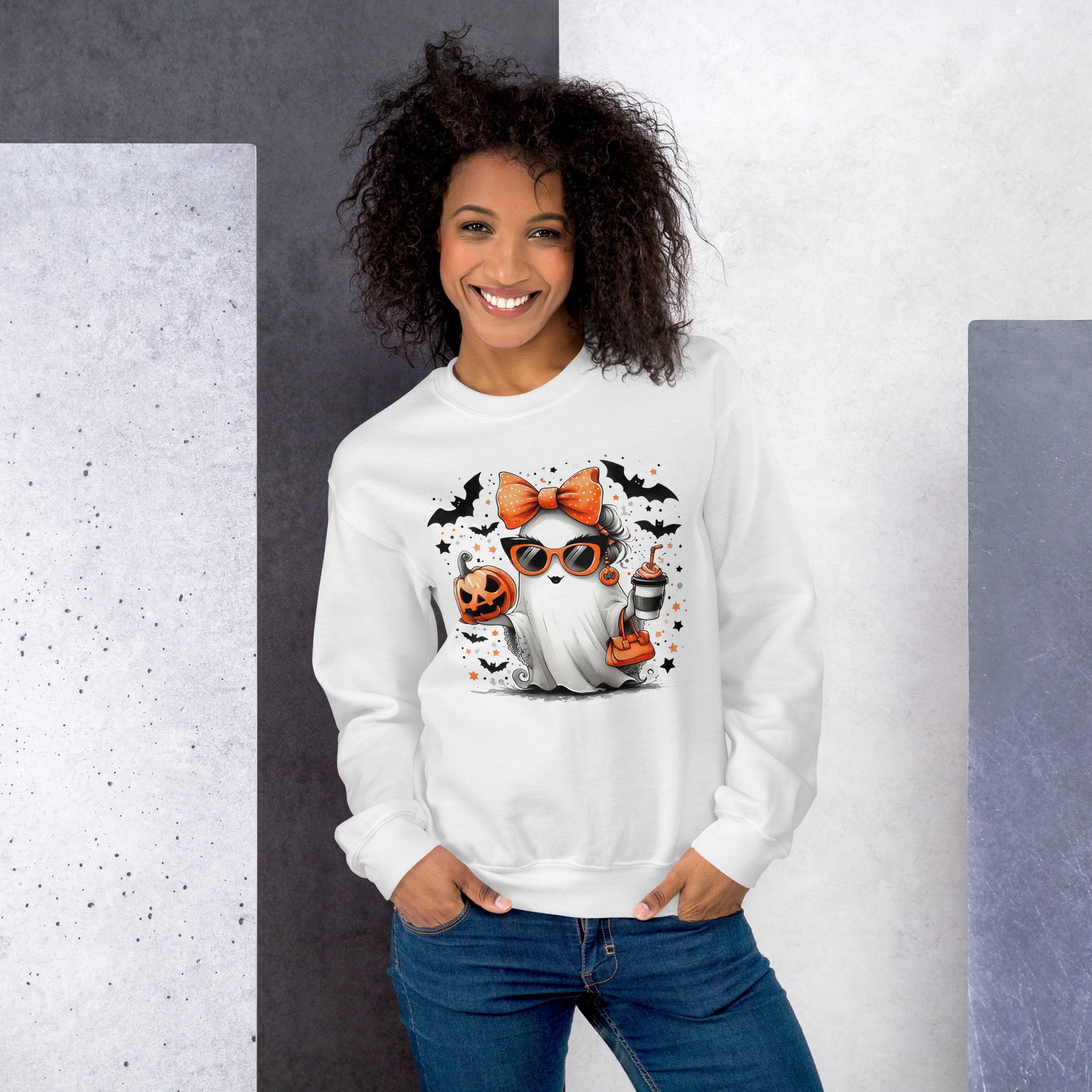 Cute Halloween Mom Ghost Sweatshirt Color: Red