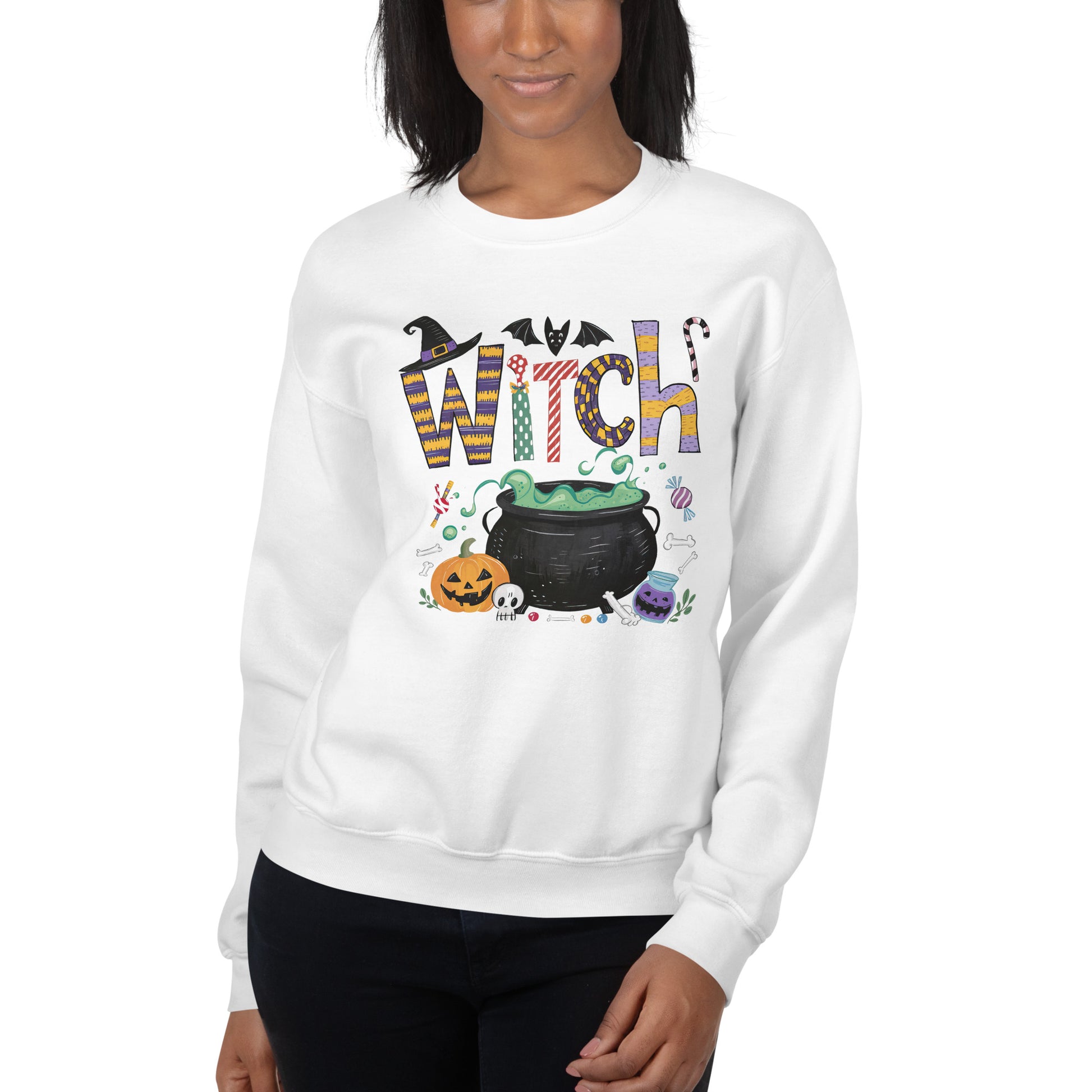 Witch (Halloween Witch) Sweatshirt Color: White