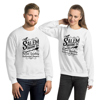 Salem Broom Co Finest Quality Enchanted Besoms (Halloween) Sweatshirt Color: White