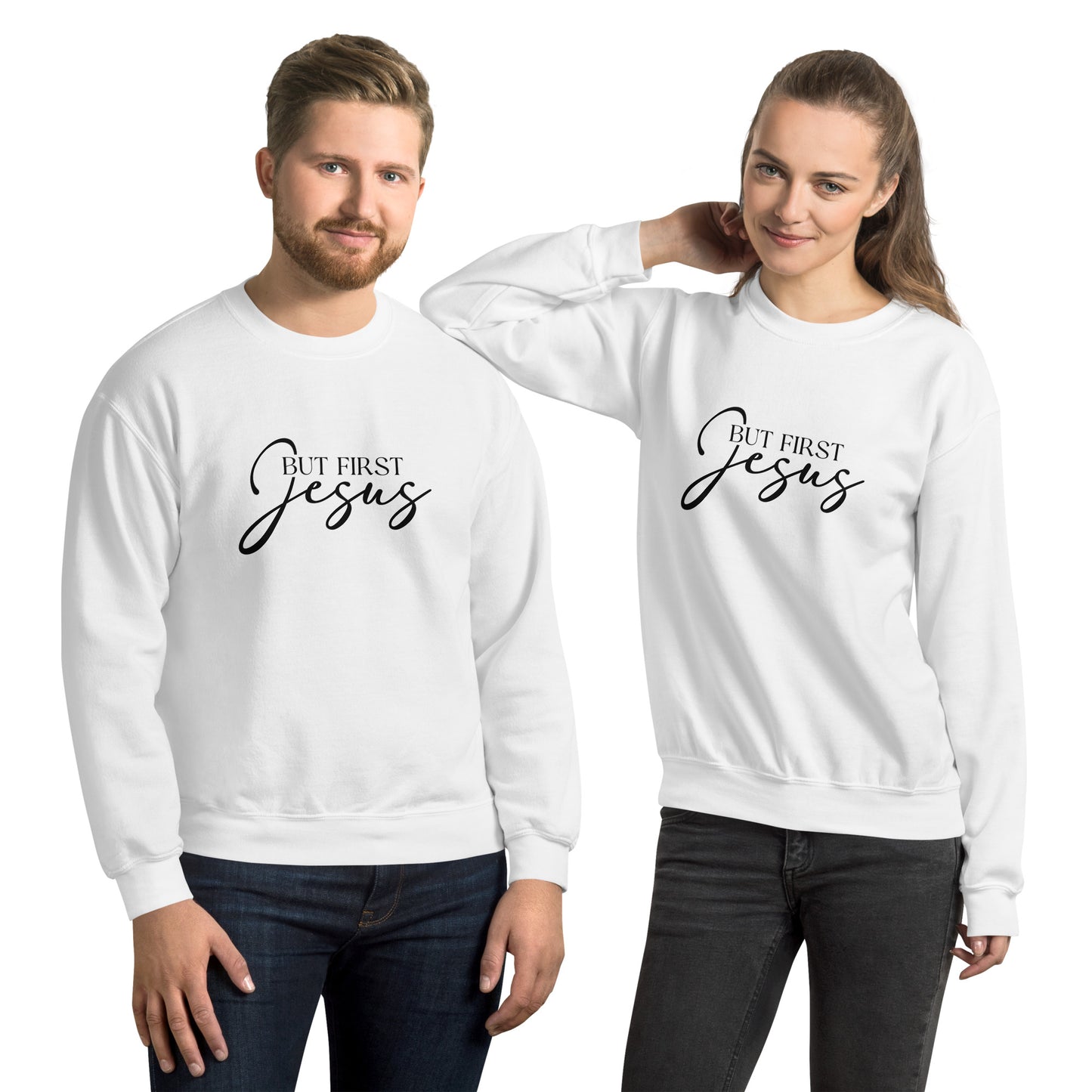 But First Jesus Sweatshirt - Color: White