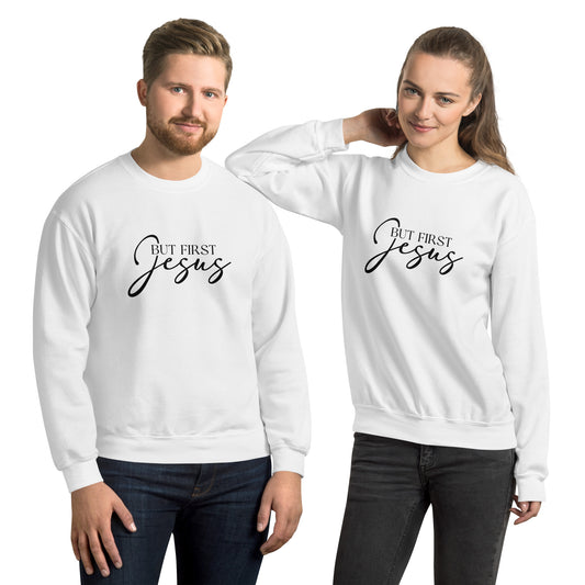 But First Jesus Sweatshirt - Color: White