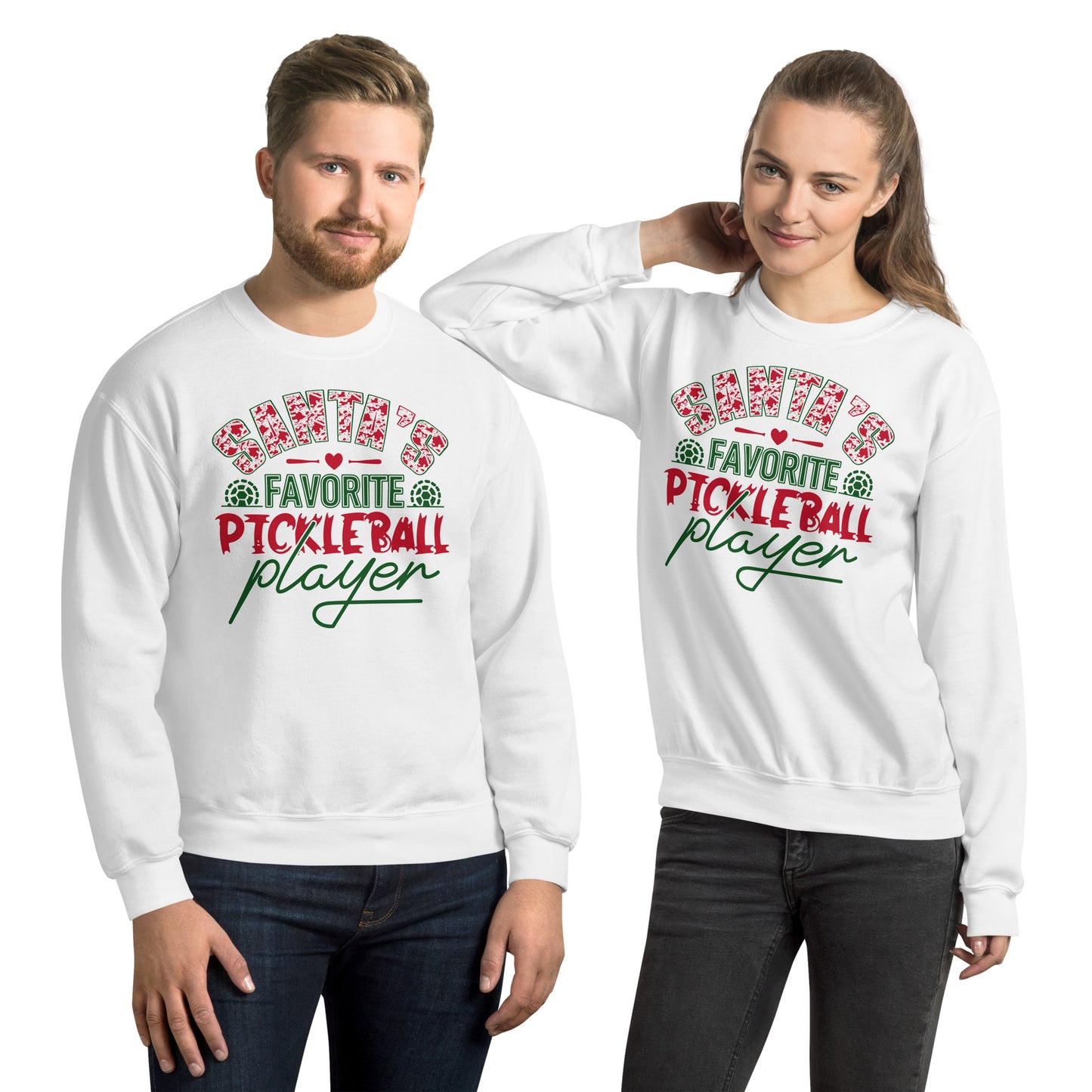 Santa's Favorite Pickleball Player Sweatshirt - Color: White