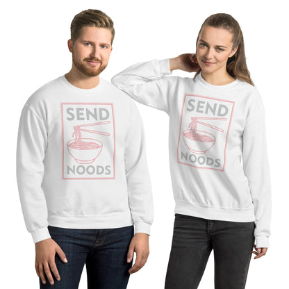 Send Noods Sweatshirt (Funny Noodle Humor) - Color: White