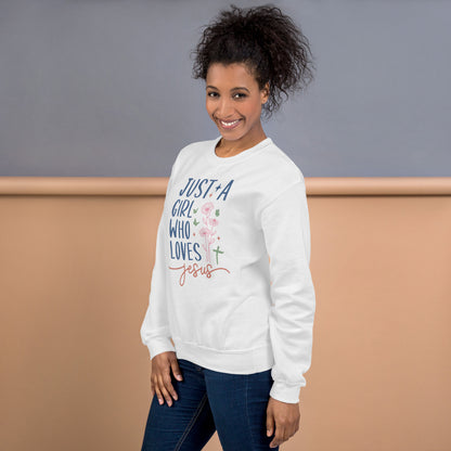 Just A Girl Who Loves Jesus Sweatshirt - Color: Black