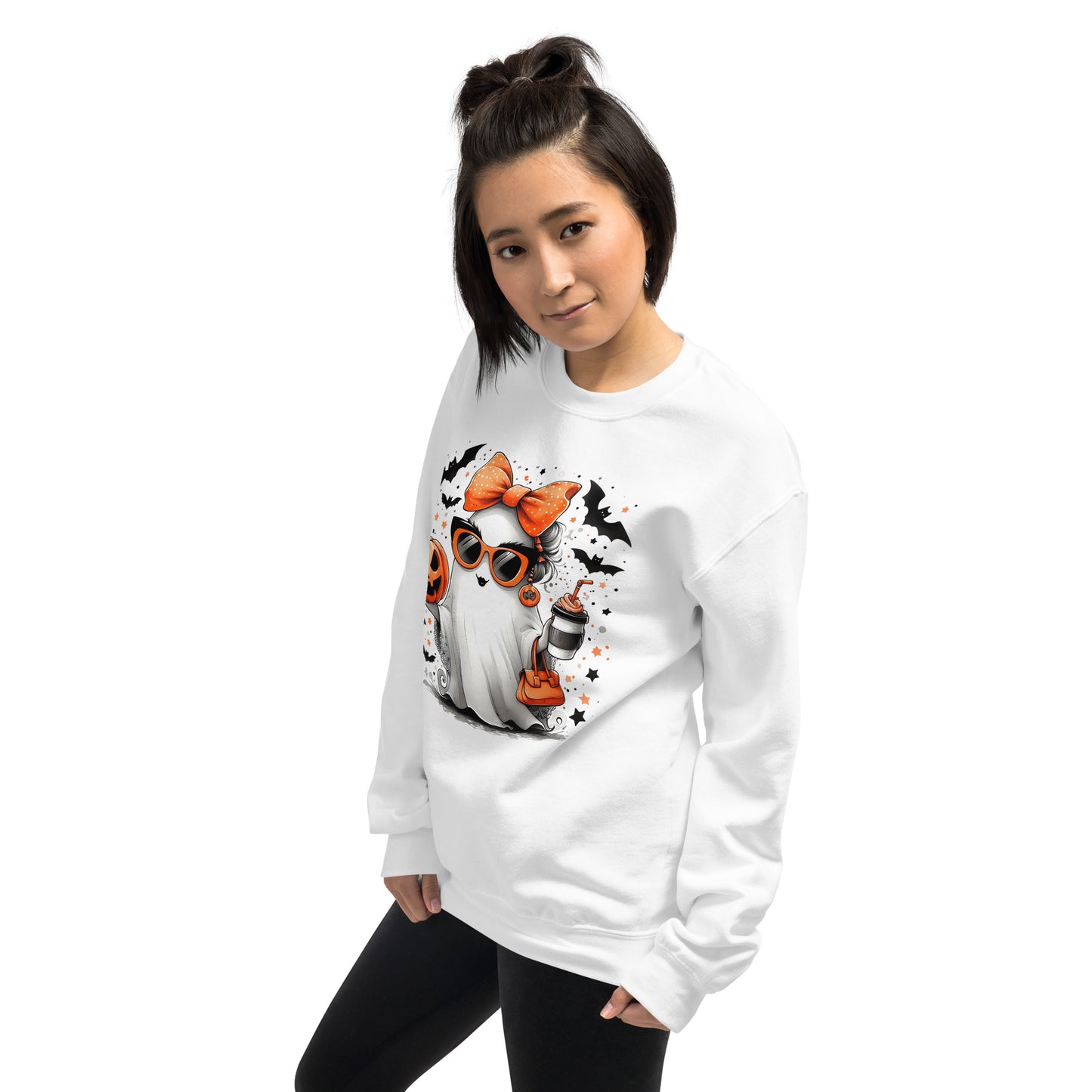 Cute Halloween Mom Ghost Sweatshirt Color: Red