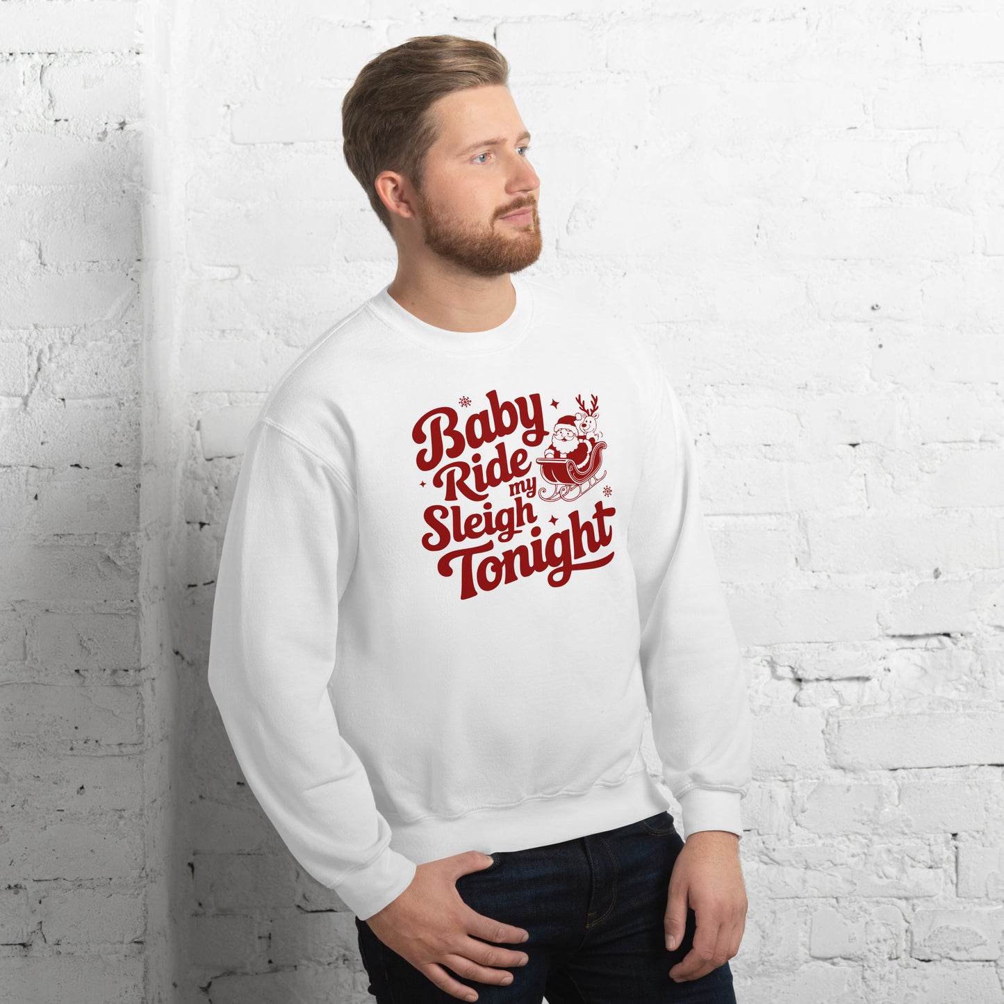 Baby Ride My Sleigh Tonight (Naughty Santa) Sweatshirt - Color: Irish Green