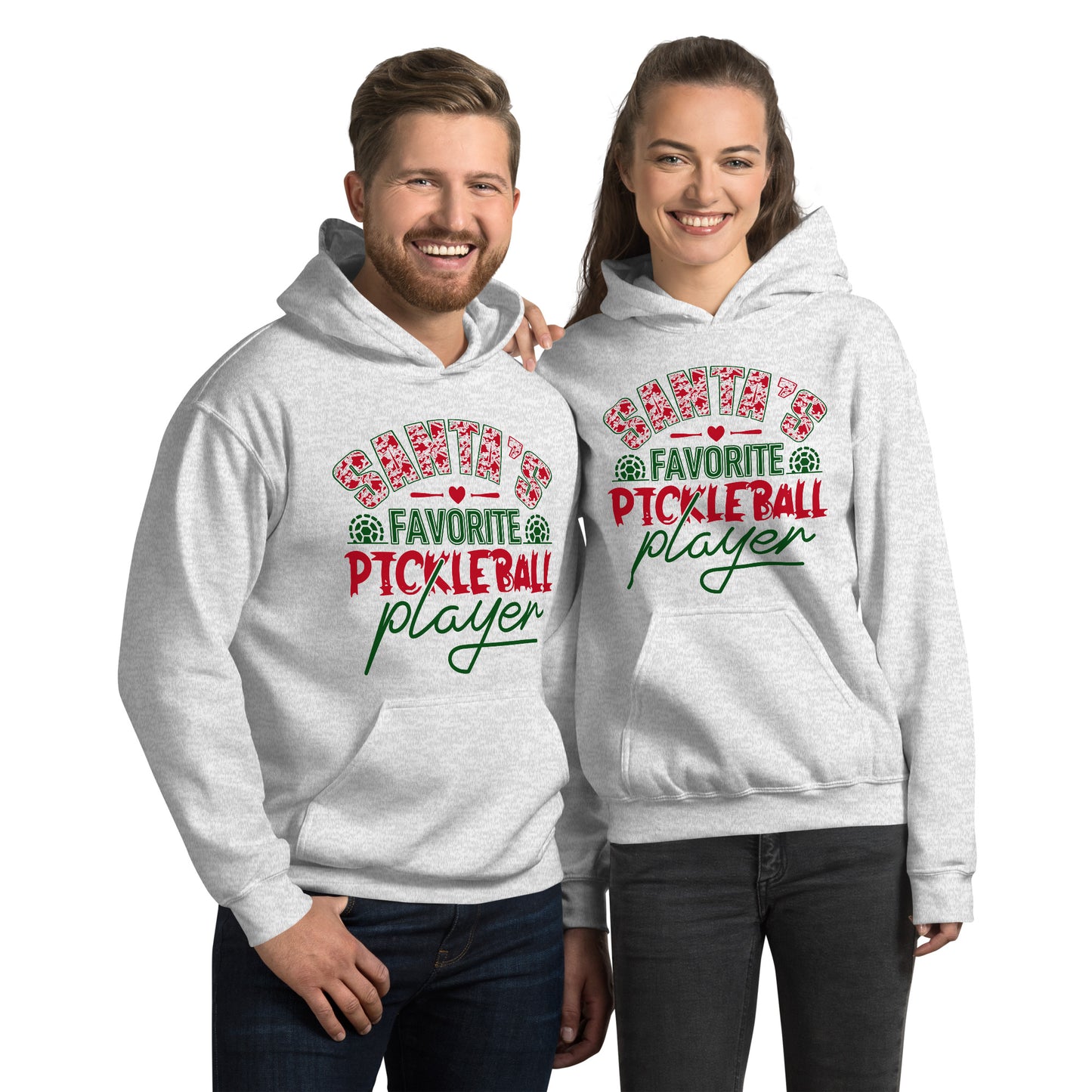 Santa's Favorite Pickleball Player Hoodie - Color: Ash