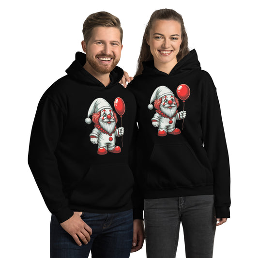 Scary Gnome with Red Balloon Hoodie - Color: Black