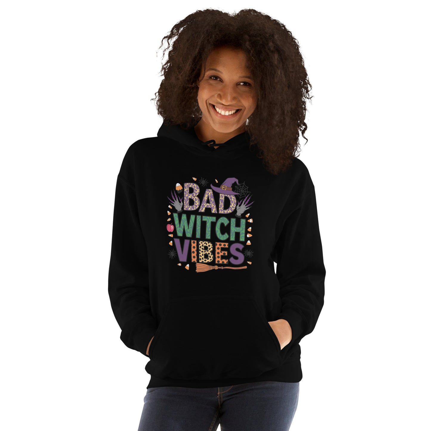 Bad Witch Vibes Hoodie (Halloween Witch) Color: Black