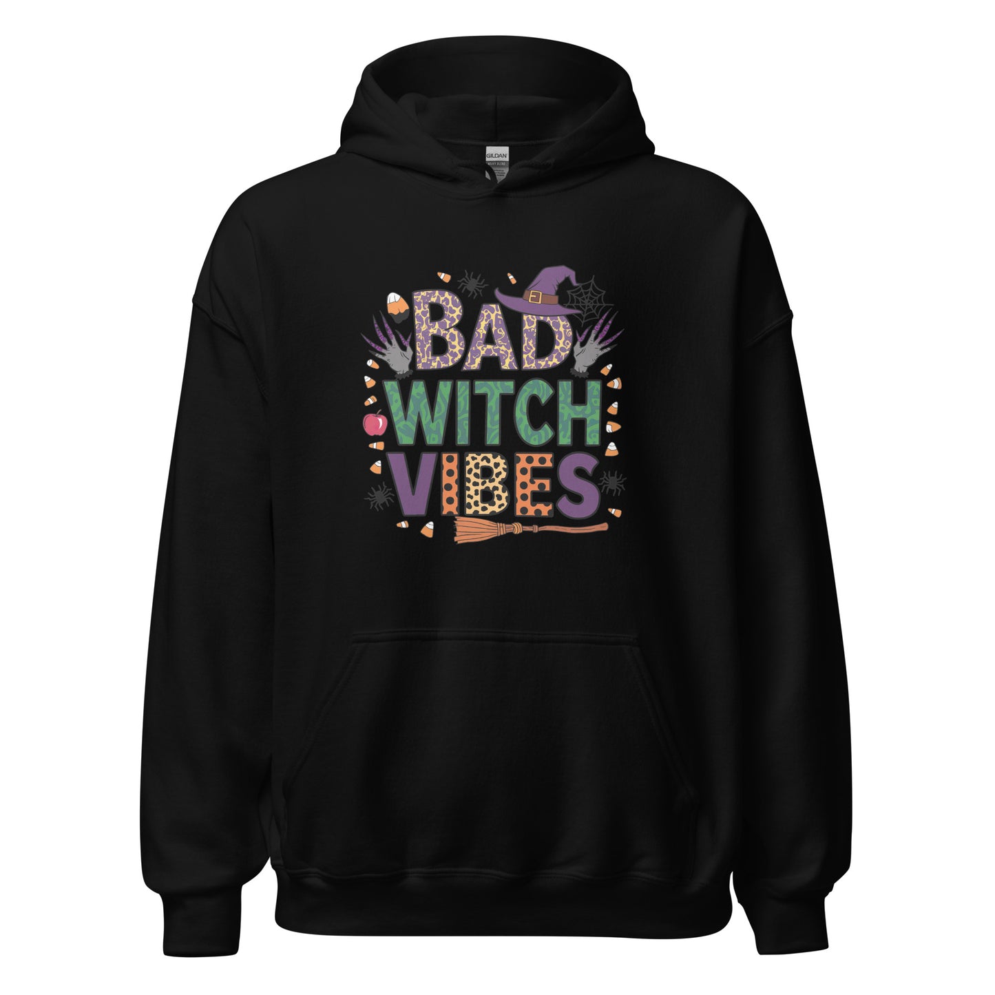 Bad Witch Vibes Hoodie (Halloween Witch) Color: Black