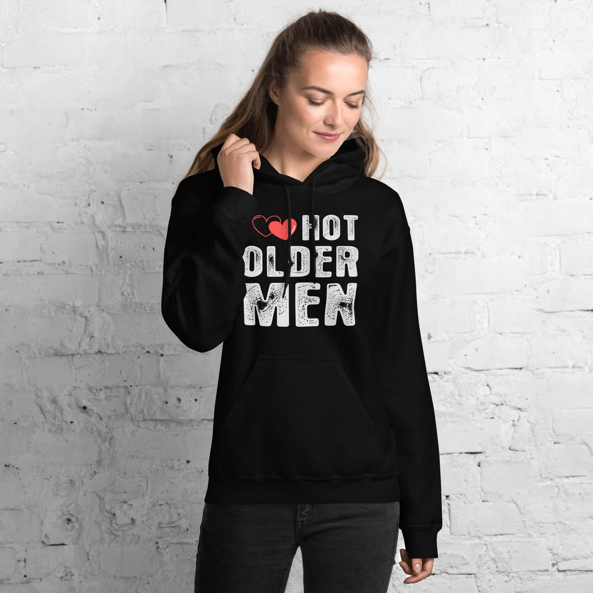 I Love Hot Older Men Hoodie – Funny & Flirty Style Color: Black