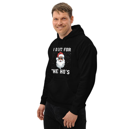 I Do It for the Ho's - Christmas Santa Hoodie - Color: Black