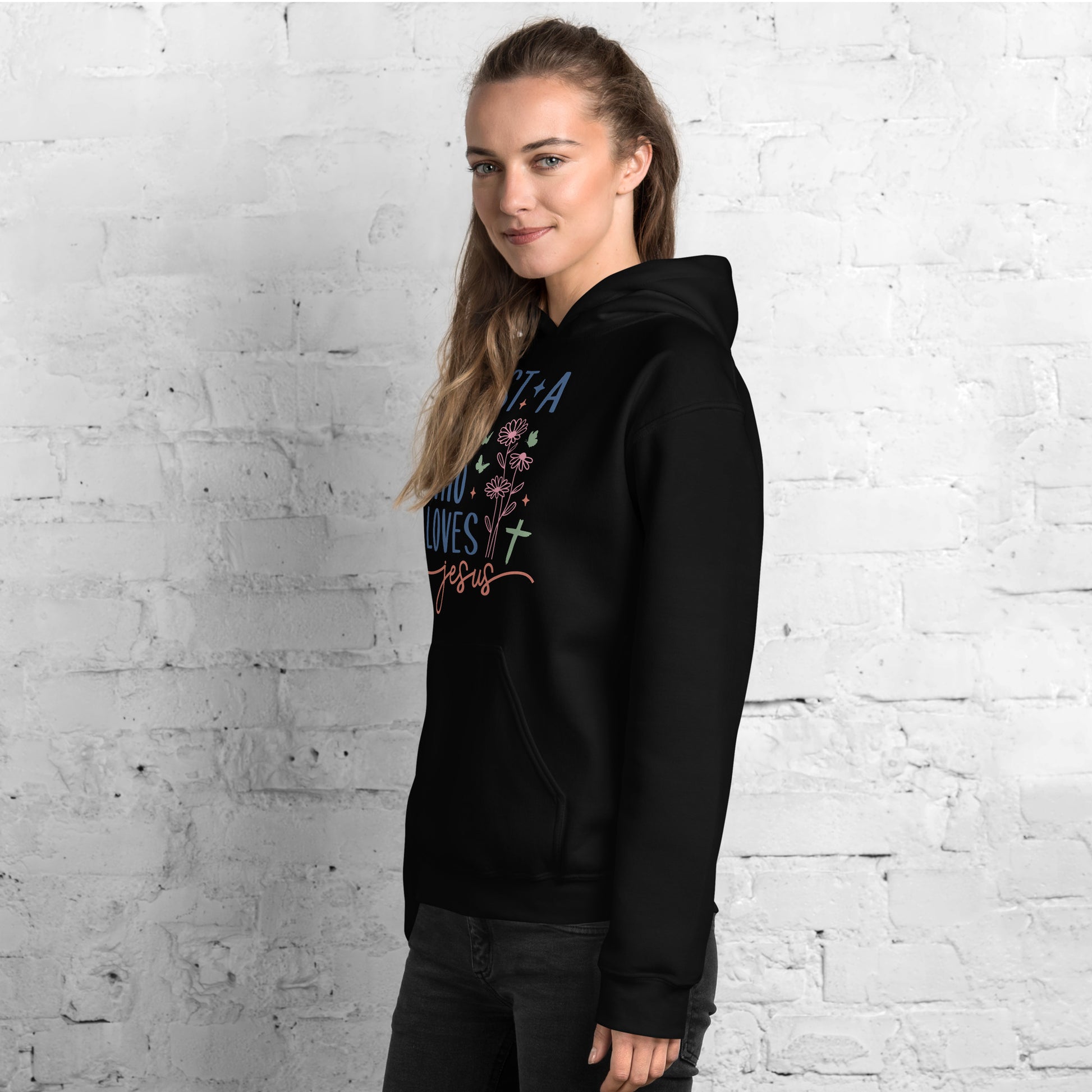 Just A Girl Who Loves Jesus Hoodie - Color: Black