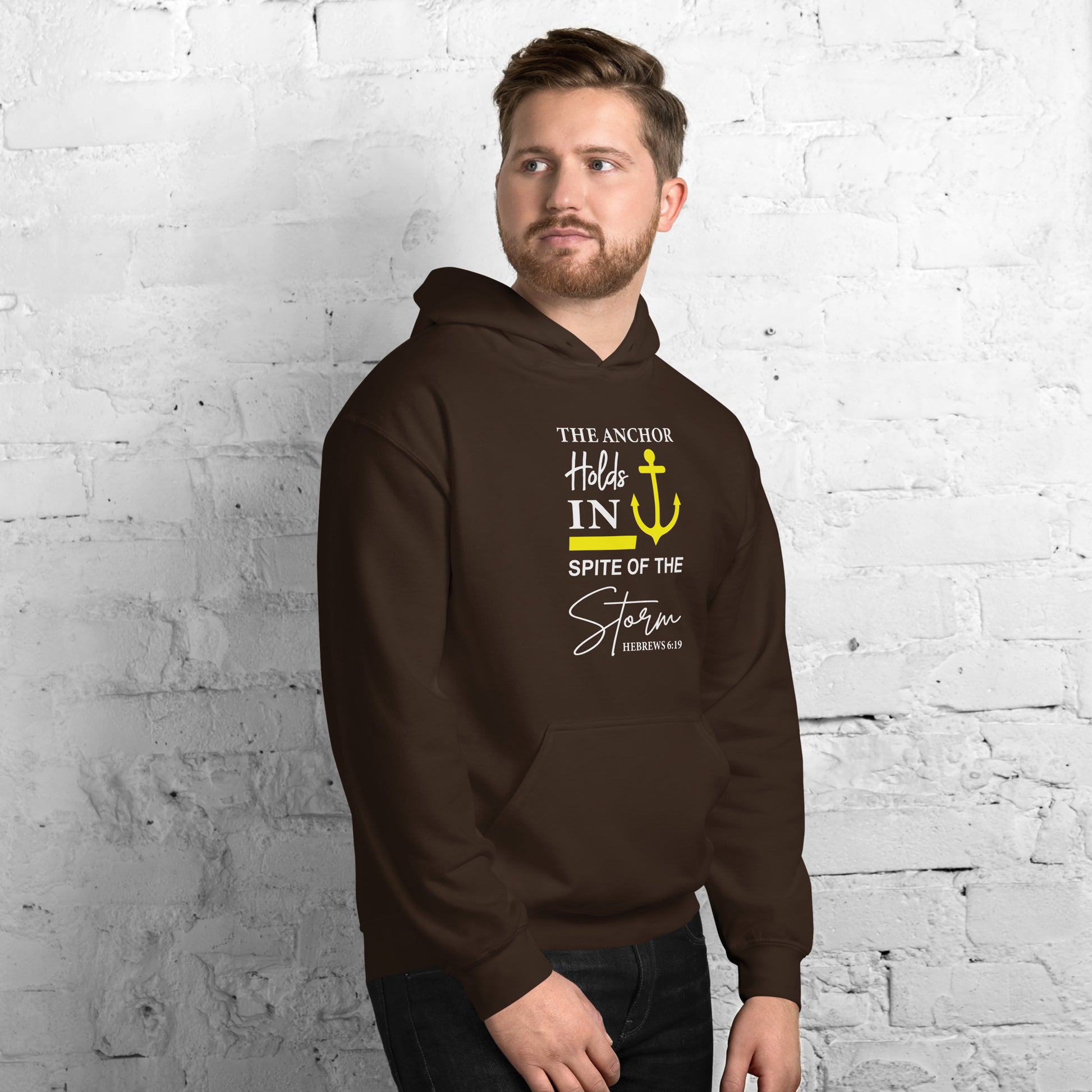 The Anchor Holds in Spite of the Storm (Hebrews 6:19) Hoodie Color: Black