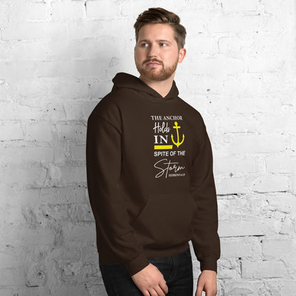 The Anchor Holds in Spite of the Storm (Hebrews 6:19) Hoodie Color: Black