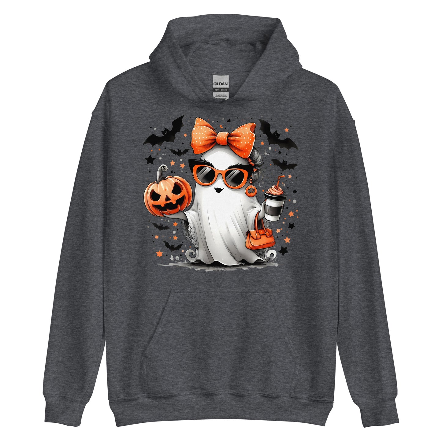 Cute Halloween Mom Ghost Hoodie Color: Dark Heather