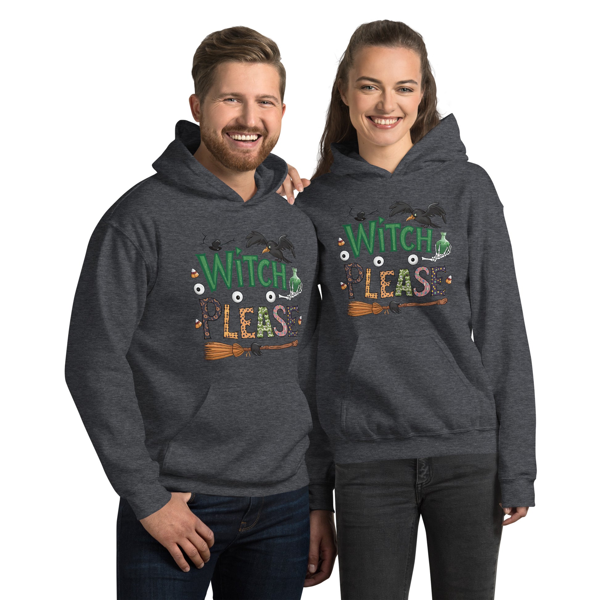 Witch Please Hoodie (Halloween Witch) - Color: Dark Heather