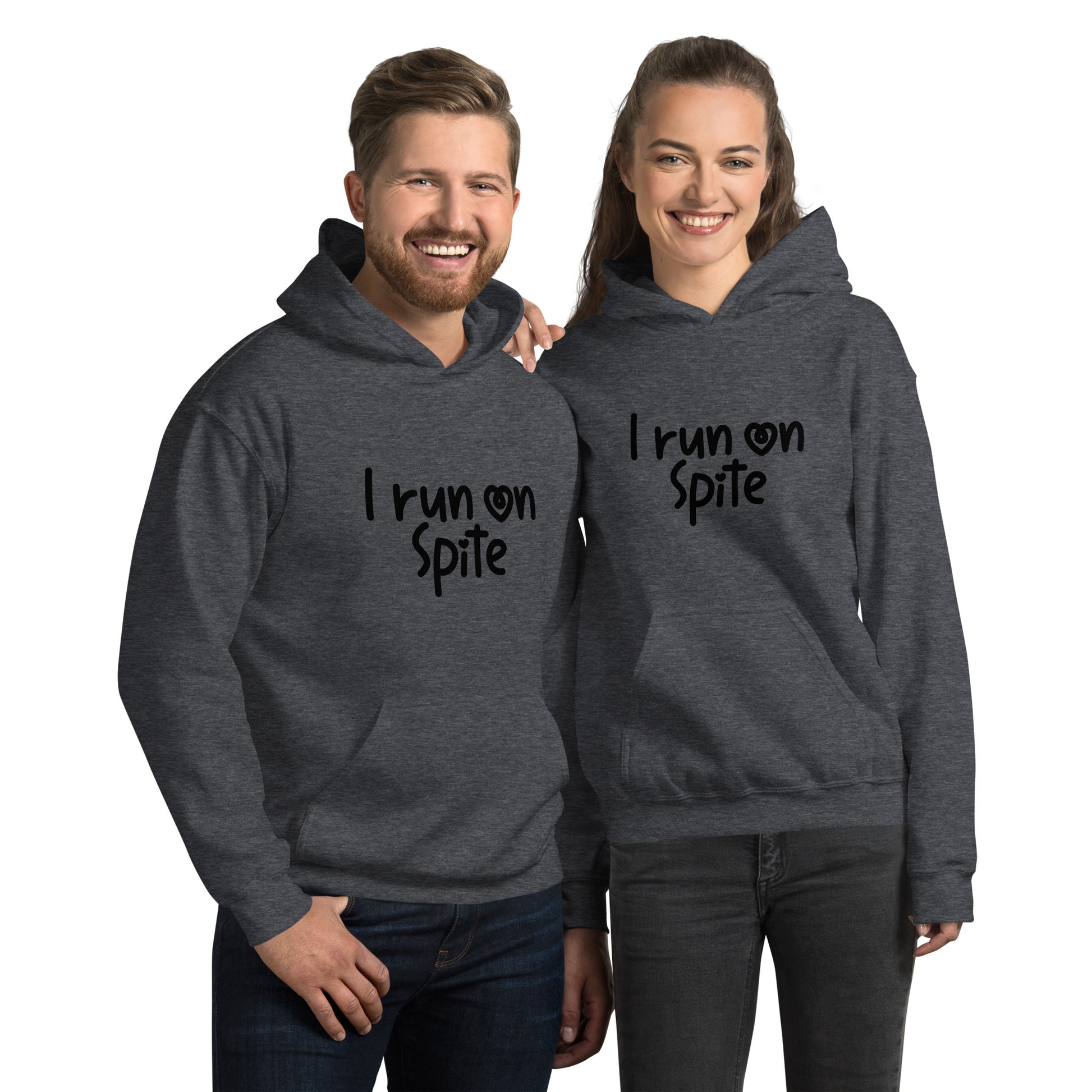 I Run On Spite Hoodie Color: Dark Heather