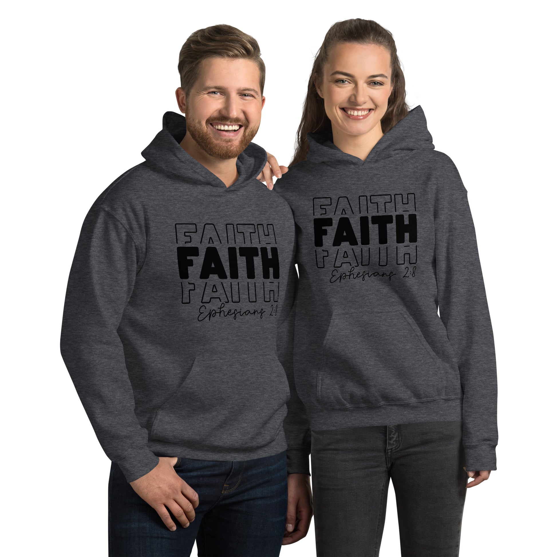 Faith Ephesians 2:8 Hoodie (essence of Faith as a gift from God) - Color: Dark Heather