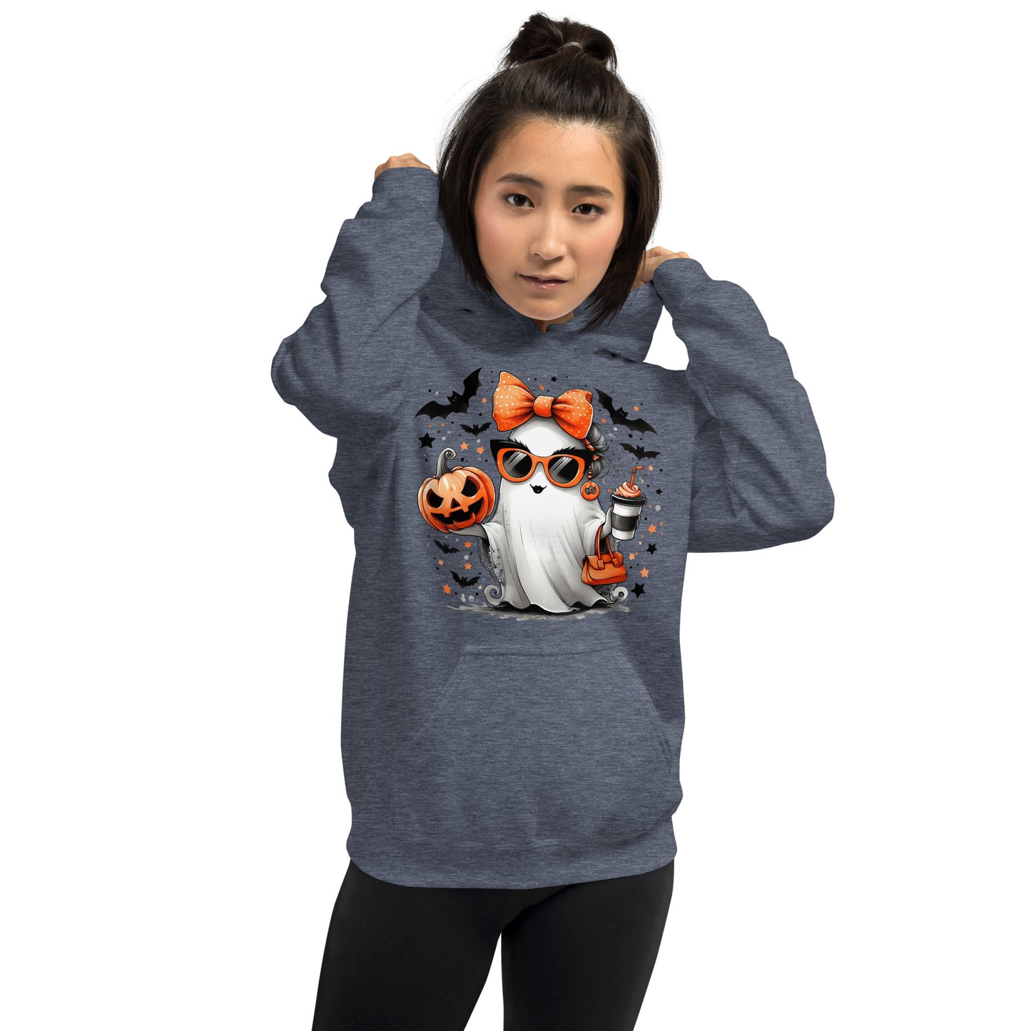 Cute Halloween Mom Ghost Hoodie Color: Red