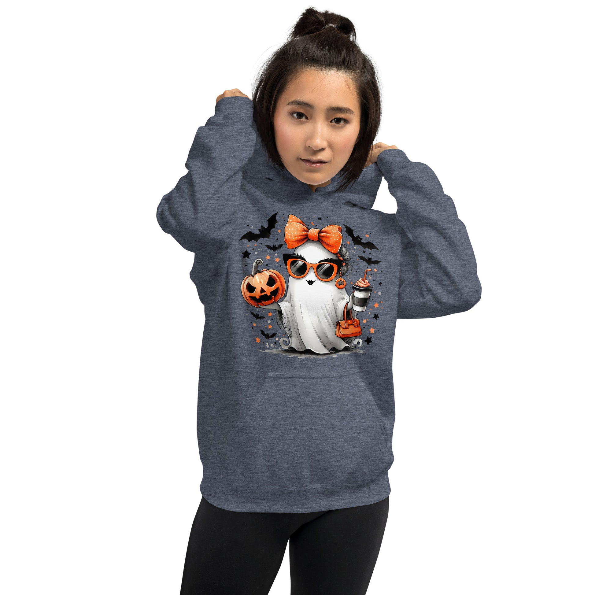 Cute Halloween Mom Ghost Hoodie Color: Red