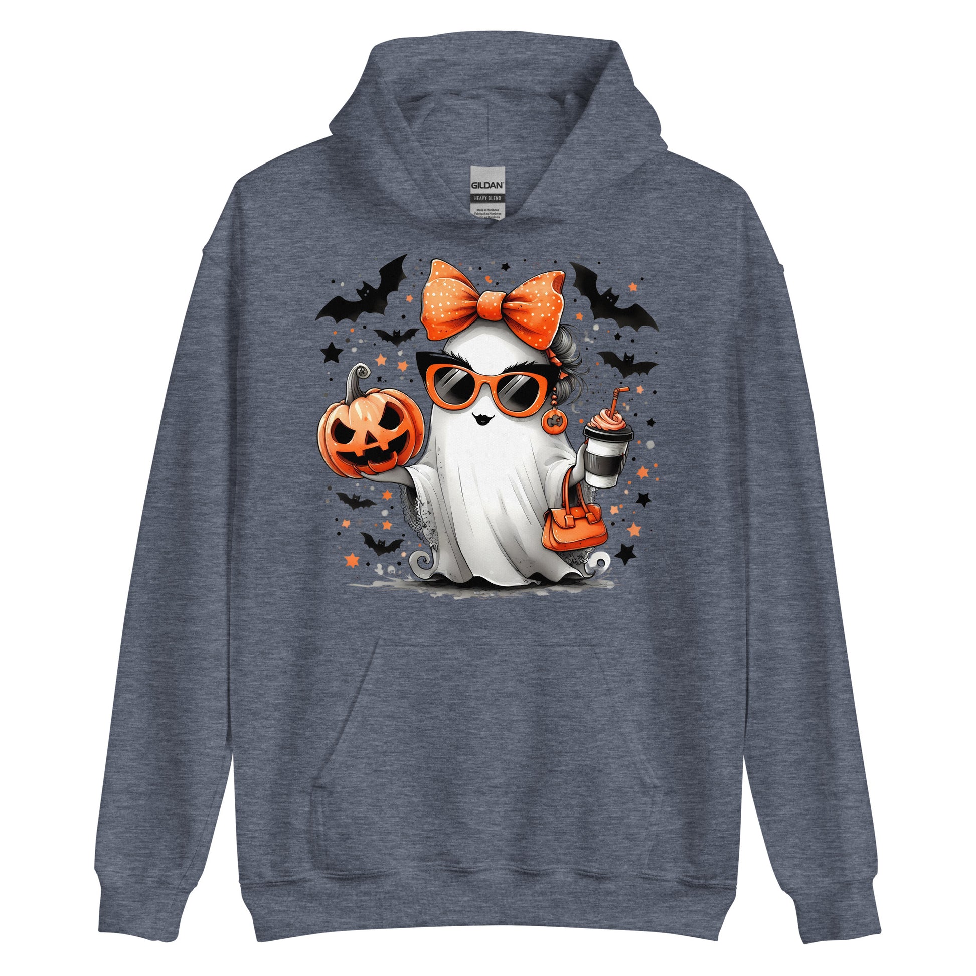 Cute Halloween Mom Ghost Hoodie Color: Heather Sport Dark Navy