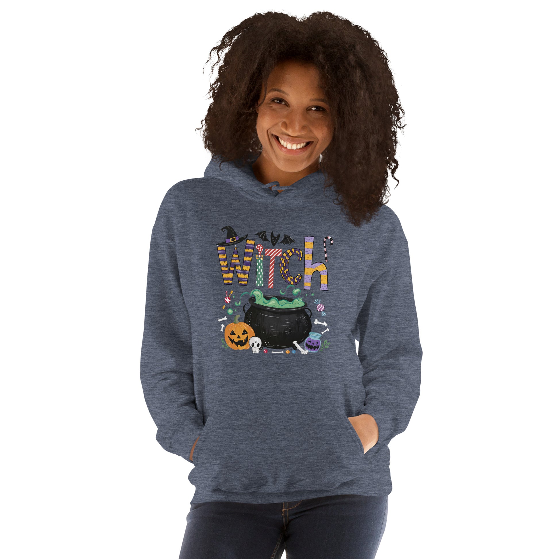 Witch (Halloween Witch) Hoodie Color: Heather Sport Dark Navy