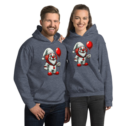 Scary Gnome with Red Balloon Hoodie Color: Heather Sport Dark Navy