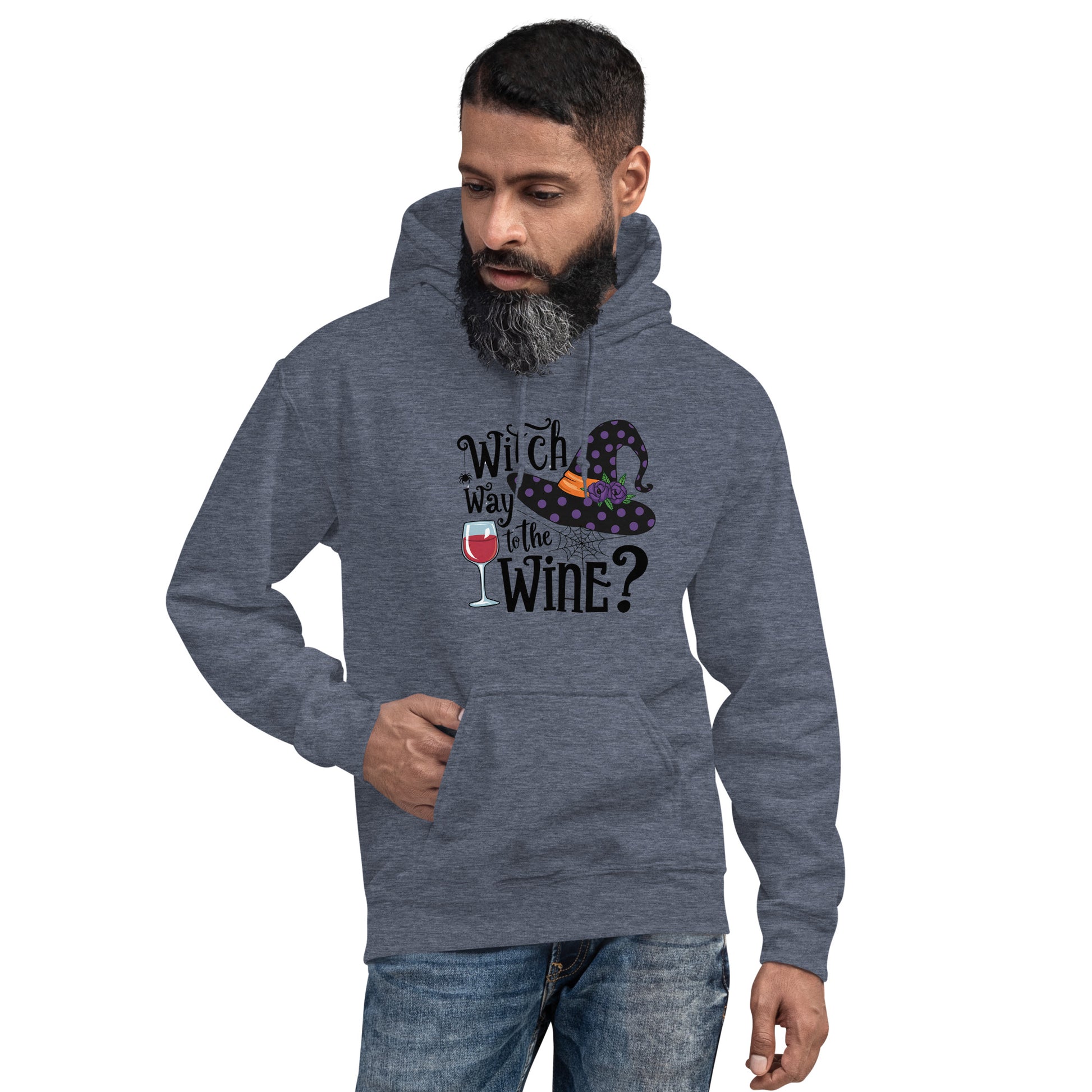 Witch Way To The Wine Hoodie (Halloween Witch) Color: Red