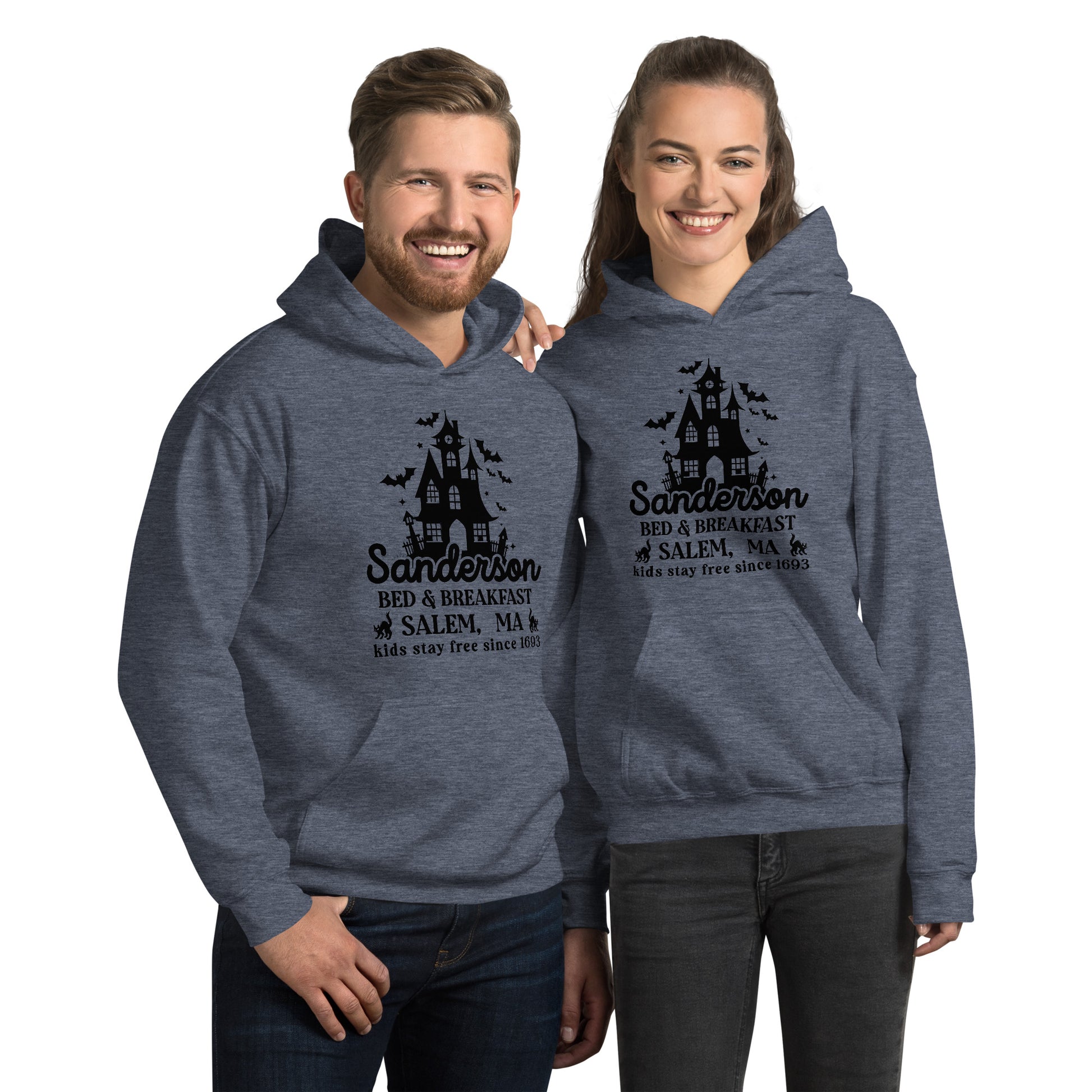 Sanderson Bed & Breakfast Salem MA (Halloween) Hoodie - Color: Heather Sport Dark Navy