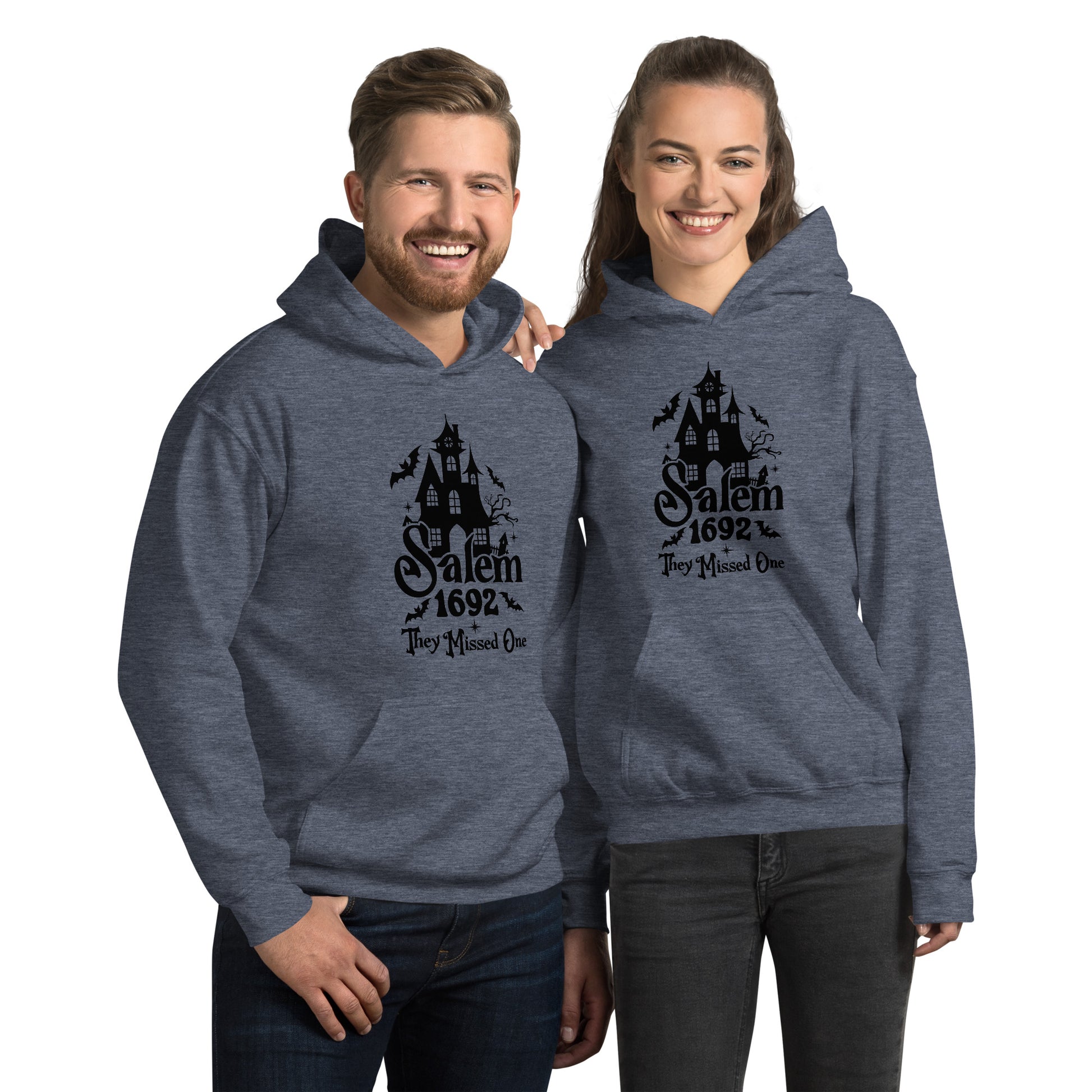 Salem 1692 They Missed One (Halloween) Hoodie Color: Heather Sport Dark Navy