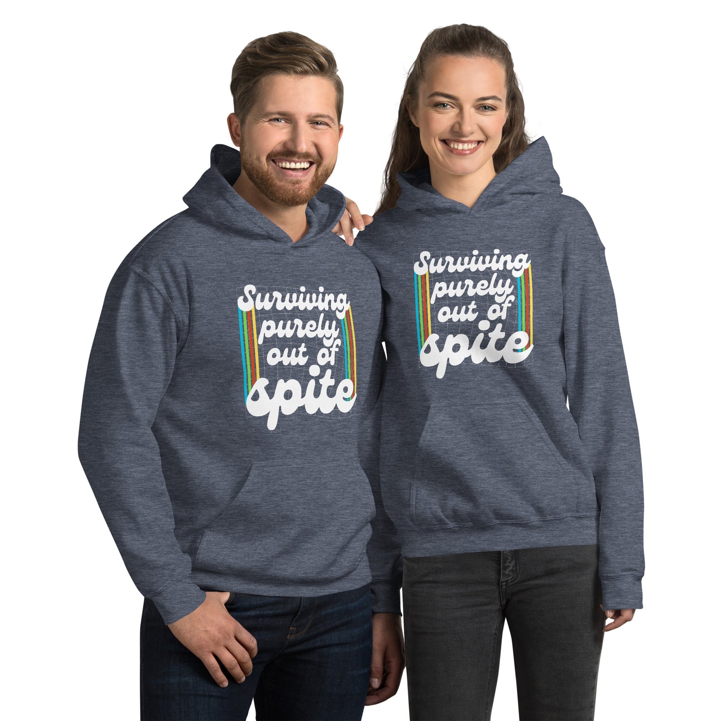 Surviving Purely Out Of Spite Hoodie Color: Heather Sport Dark Navy