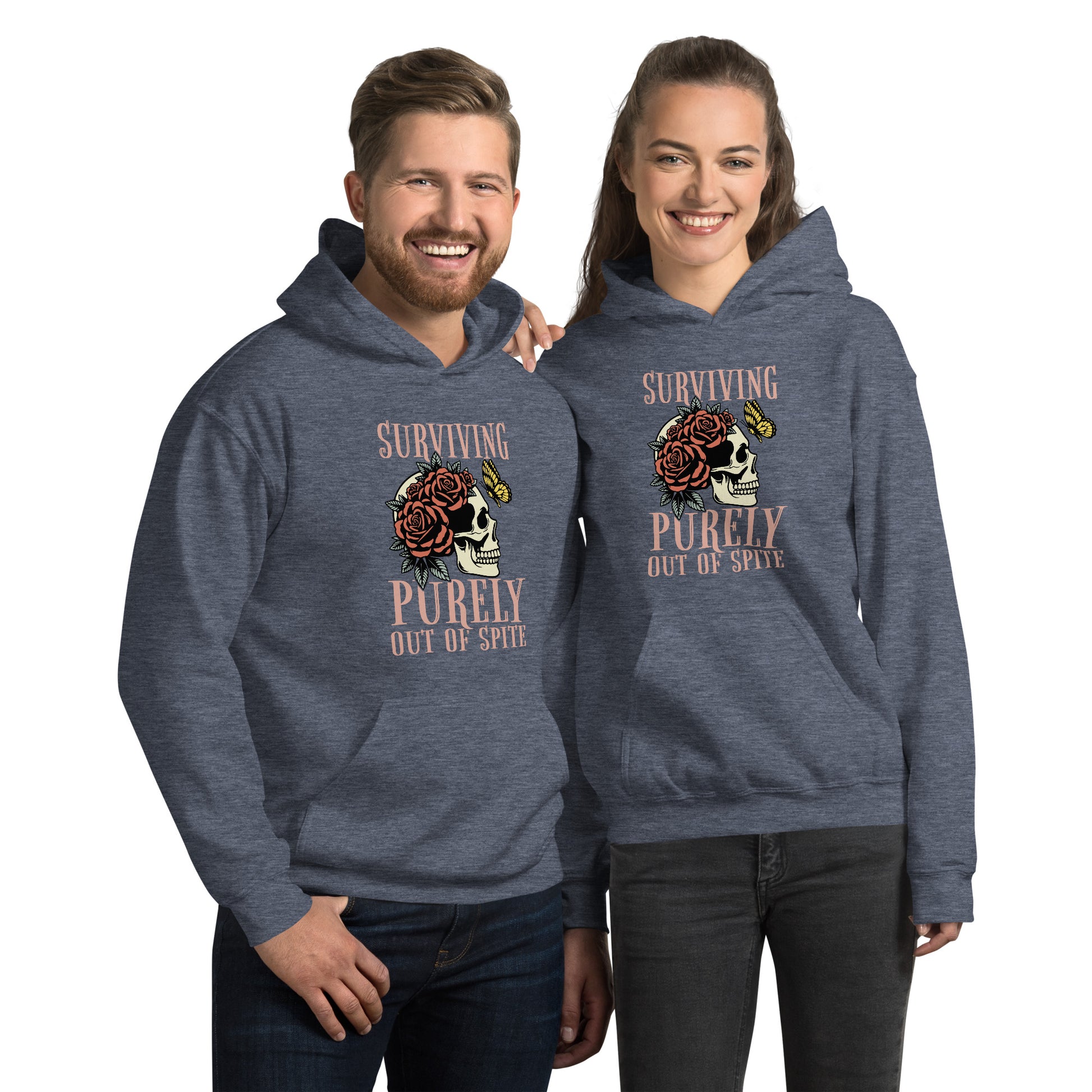 Surviving Purely Out Of Spite Hoodie Color: Heather Sport Dark Navy