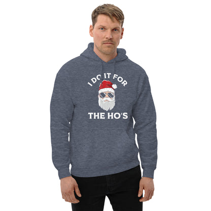 Christmas Santa Says I Do It for the Ho's Hoodie - Color: Heather Sport Dark Navy